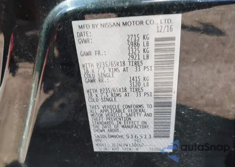 2017 Infiniti Qx60 из США, поврежденный, VIN 5N1DL0MN0HC516511